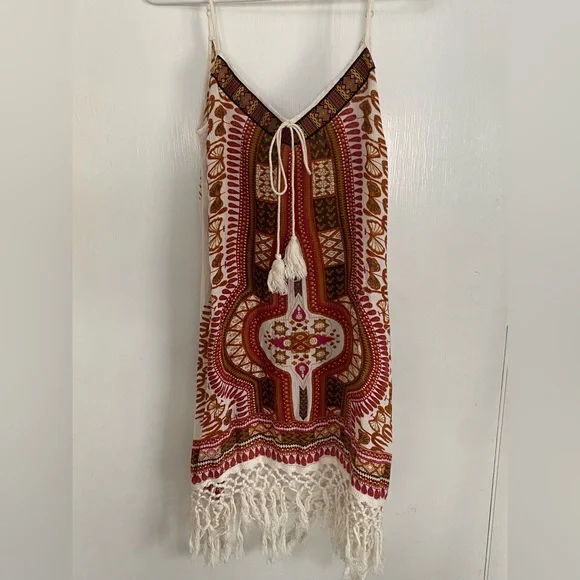 Band of Gypsies pink and mustard patterned boho Dress - Picture 2 of 5